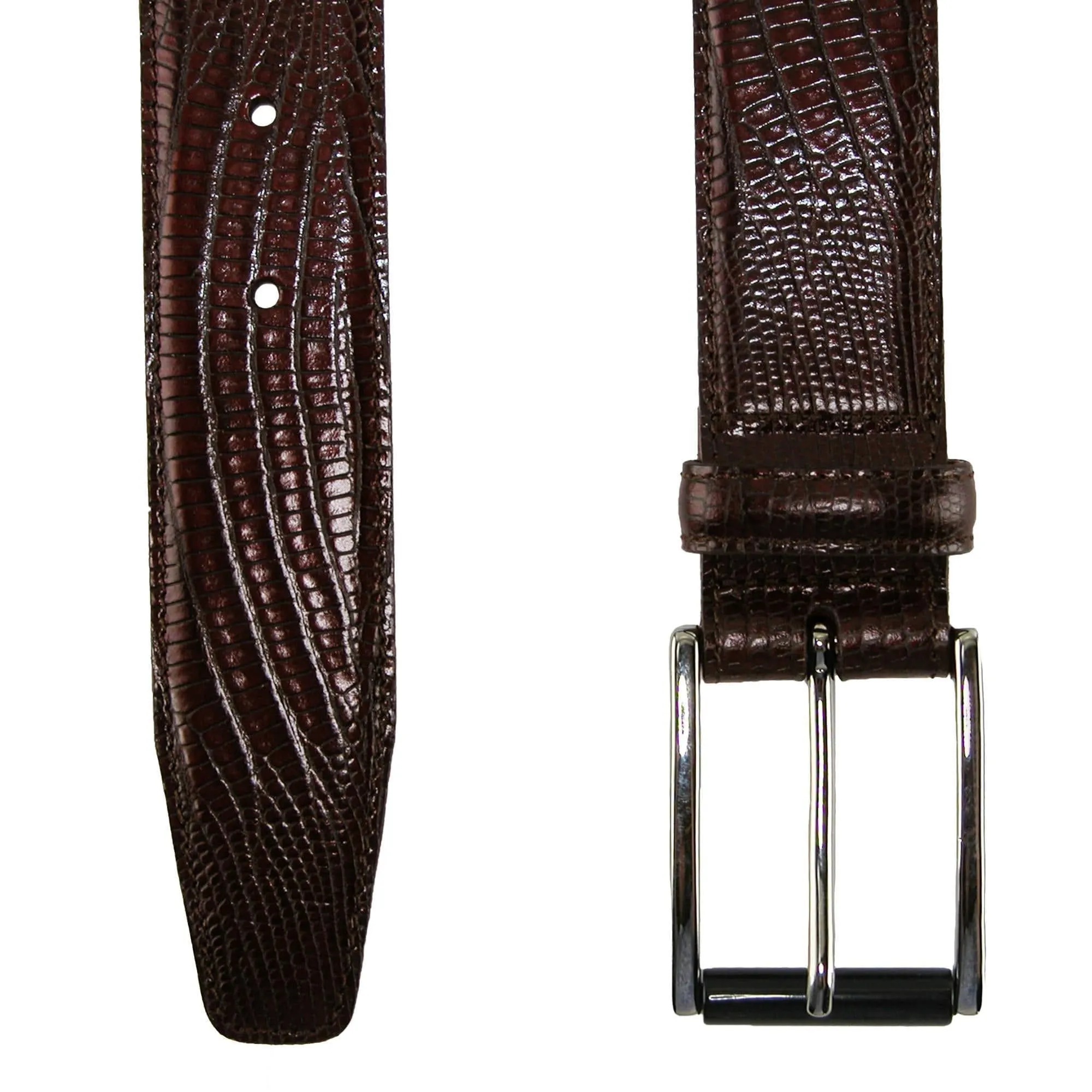 CrookhornDavis Men's Django Turin Tejus Lizard Print Dress Belt