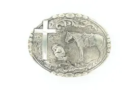 Crumrine® Silver Cowboy Prayer Belt Buckle