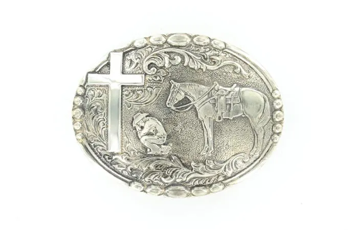 Crumrine® Silver Cowboy Prayer Belt Buckle