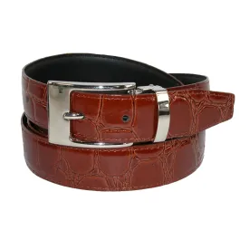 CTM® Leather Croc Print Dress Belt with Clamp On Buckle