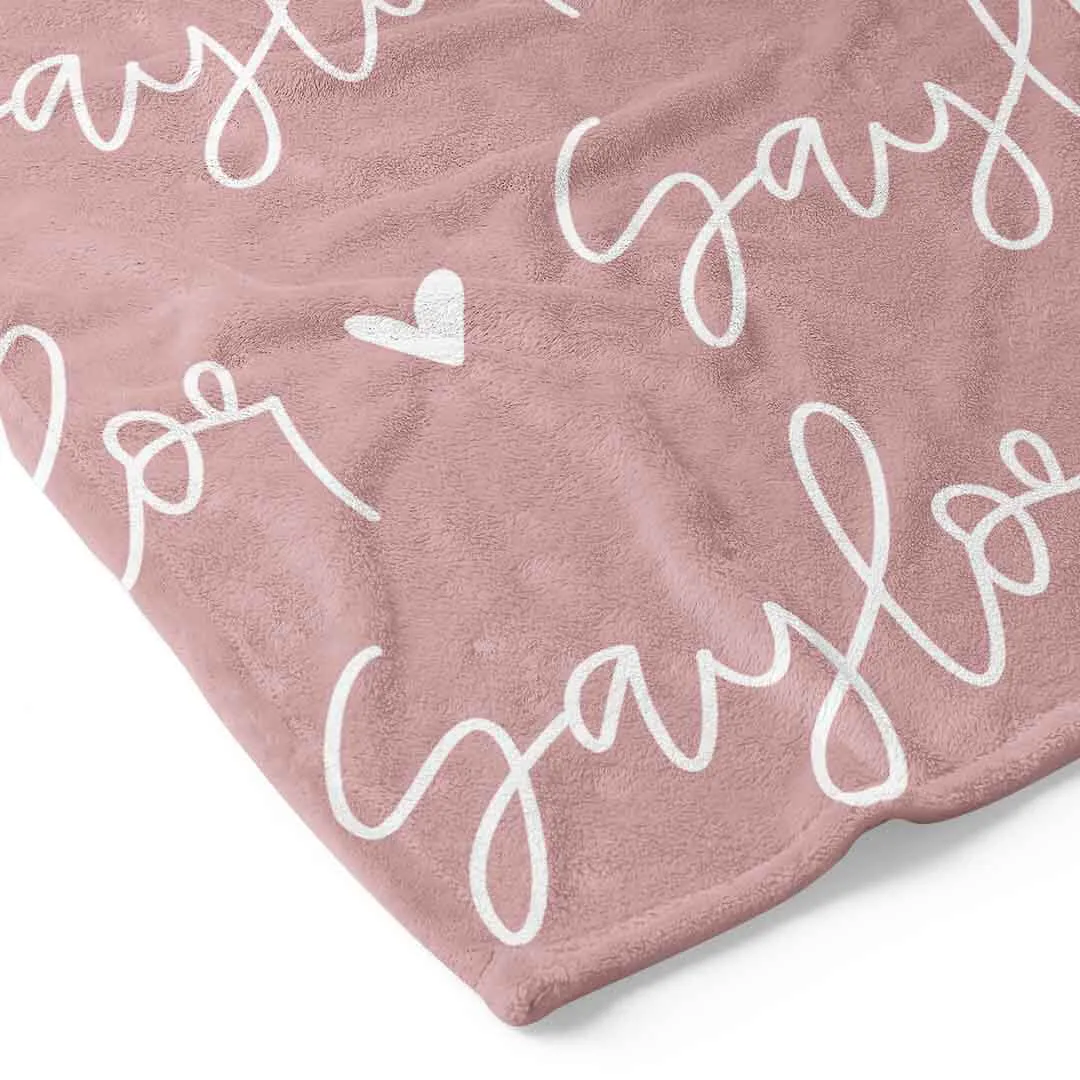 Custom Solid Color w/ Hearts Personalized Blanket