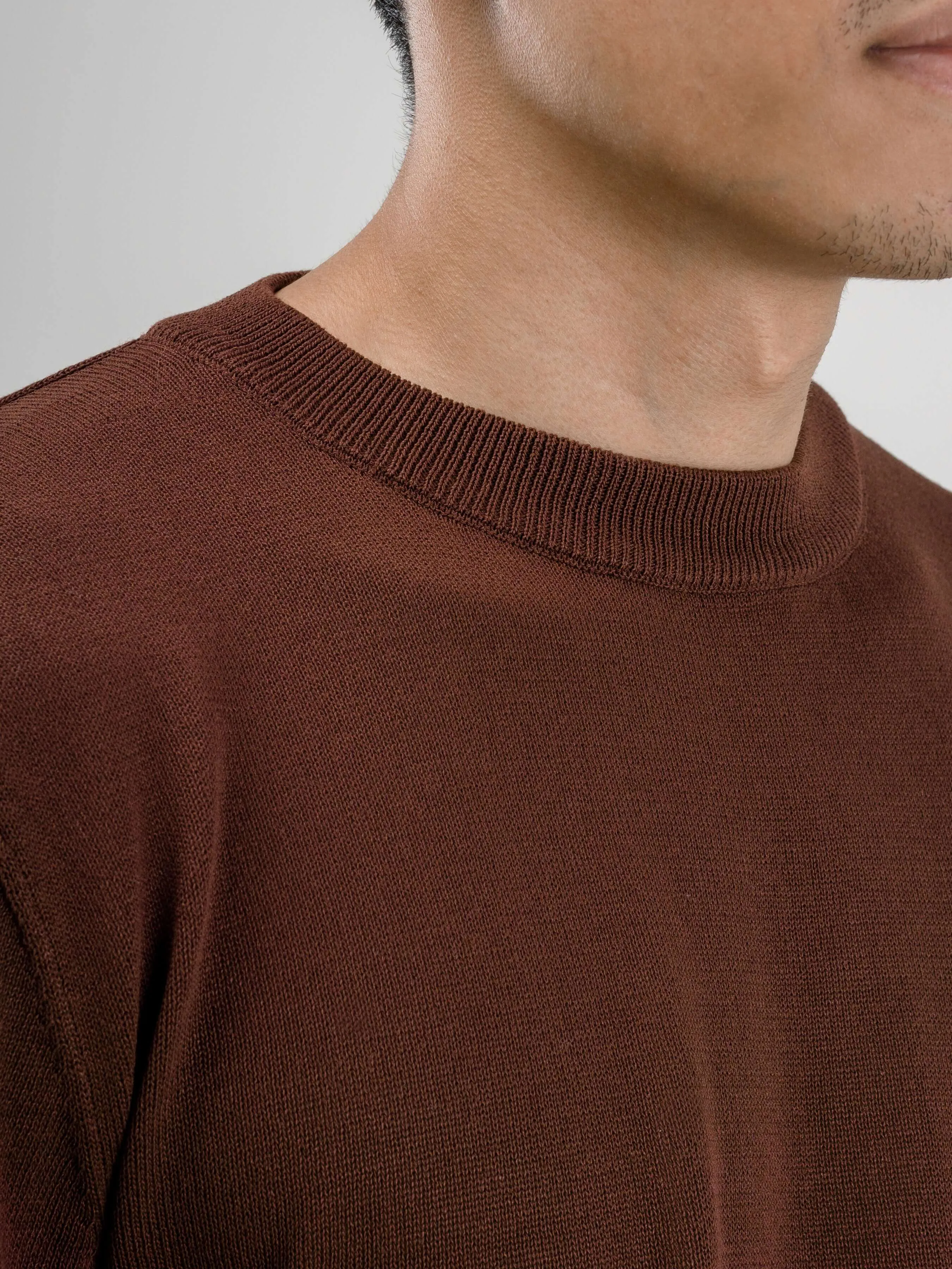 Dany Round Neck Knit Tee - Coffee