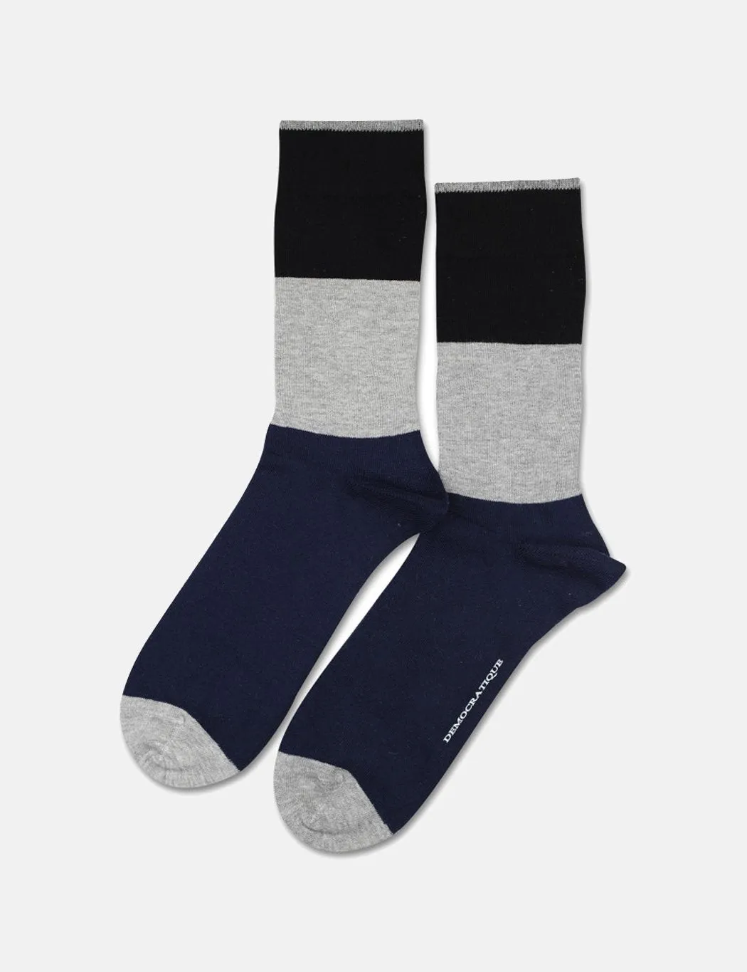 Democratique Solid Socks 3 Pack - Navy Dots/Navy Stripes/Black