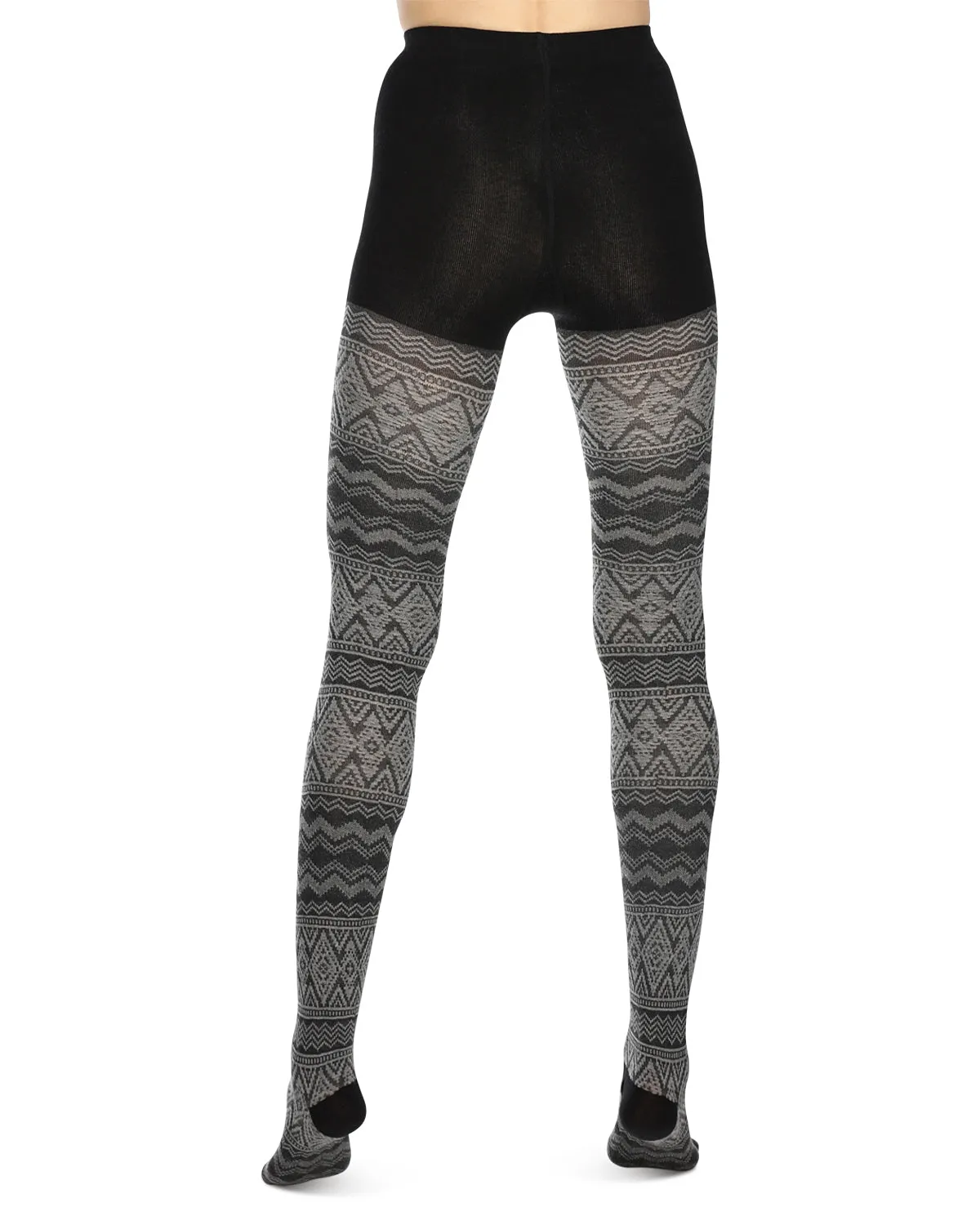 Diamond Fair Isle Patterned Cotton Blend Sweater Tights