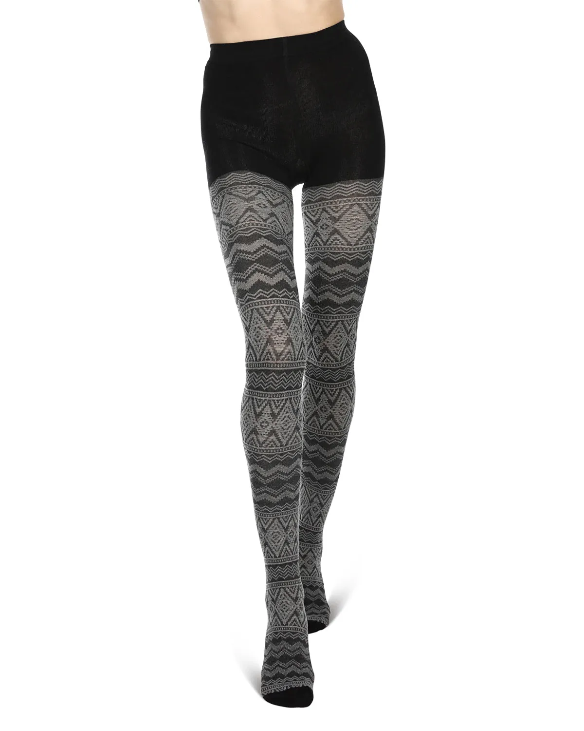 Diamond Fair Isle Patterned Cotton Blend Sweater Tights