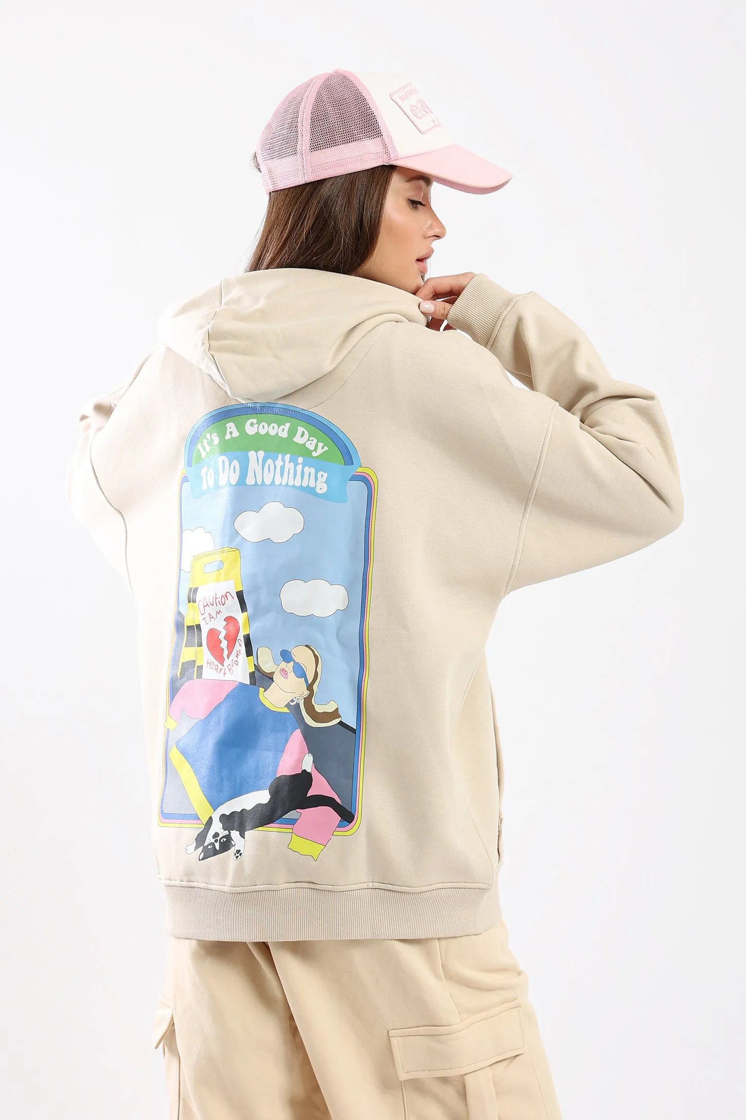 DO NOTHING CLUB HOODIE - BEIGE