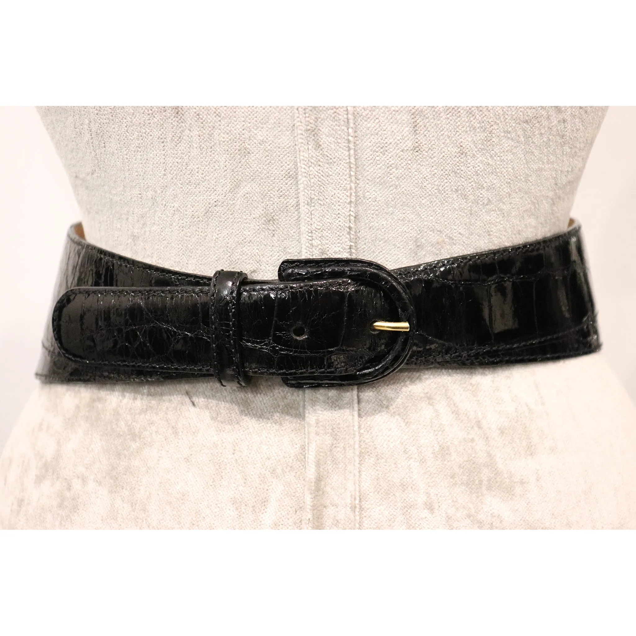 Donna Karan Black Alligator Belt Size Medium