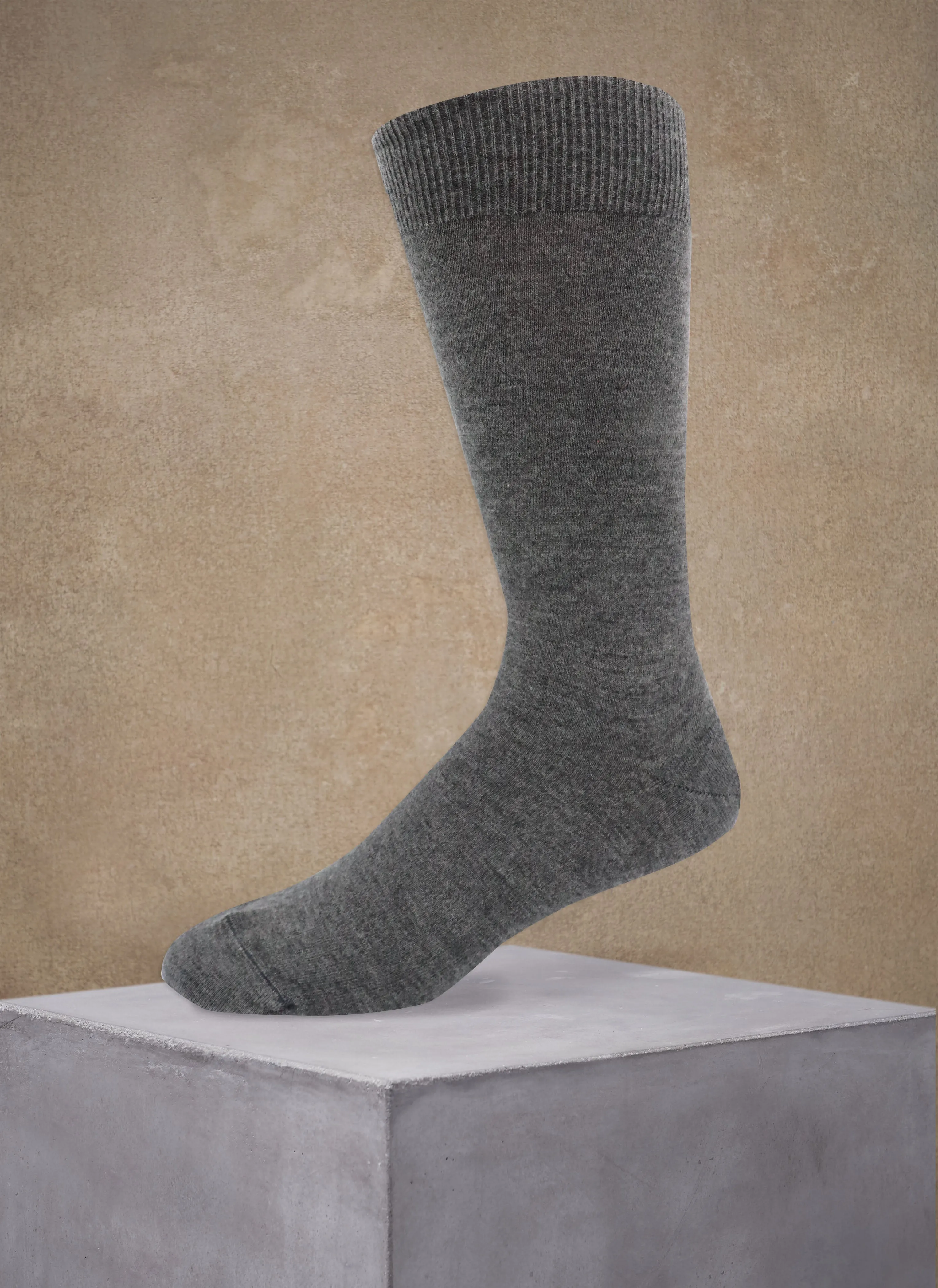 Flat Knit 75% Cashmere Sock in Light Grey