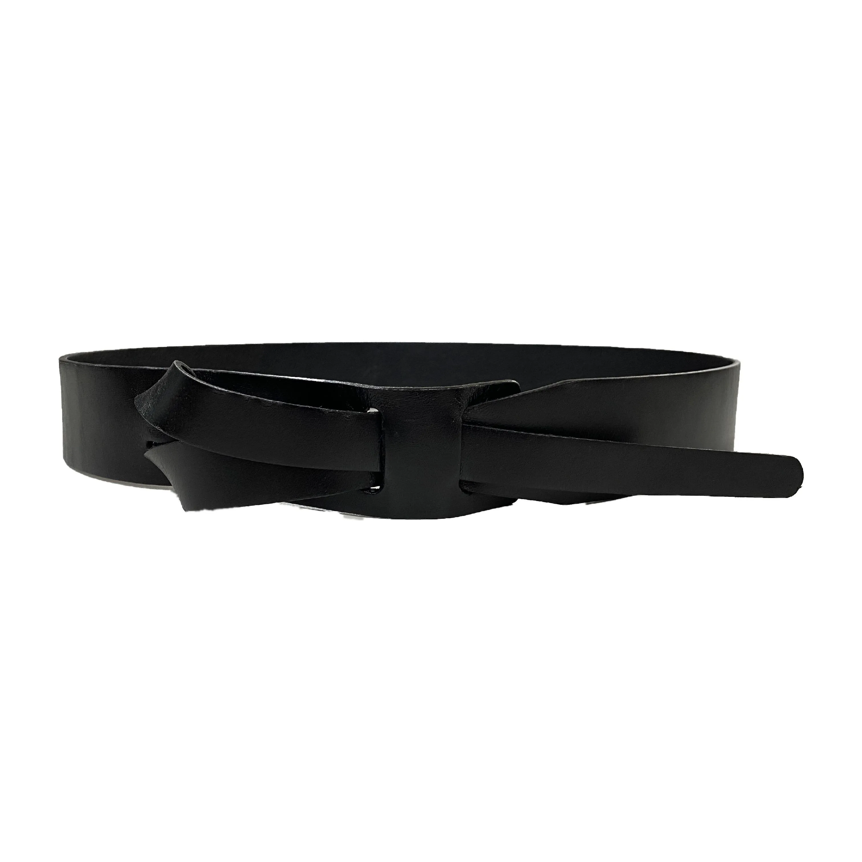 FRESHWATER - Black Genuine Leather Knot Waist belt