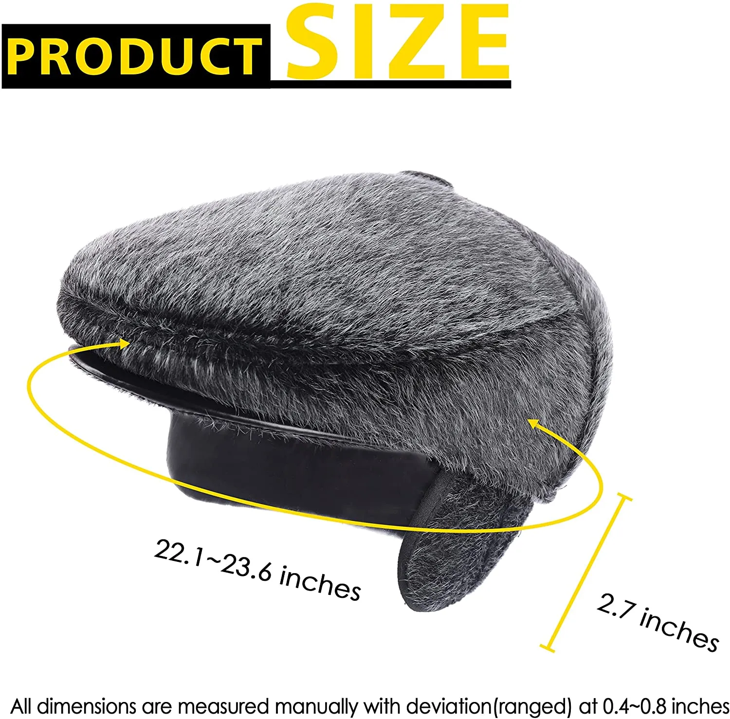 FUR STORY Faux Fur Men Hat Fuzzy Newsboy Cap Gatsby with Earflaps Flat Hat Winter Scally Ivy Cabbie Hats for Men 21620