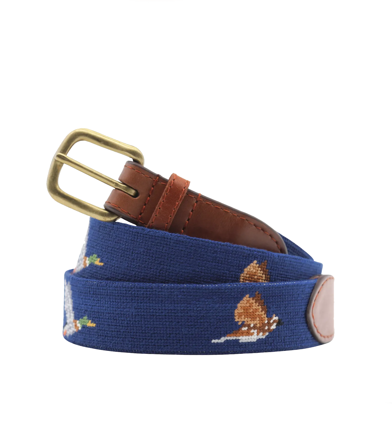 Game Birds Needlepoint Belt (Navy)