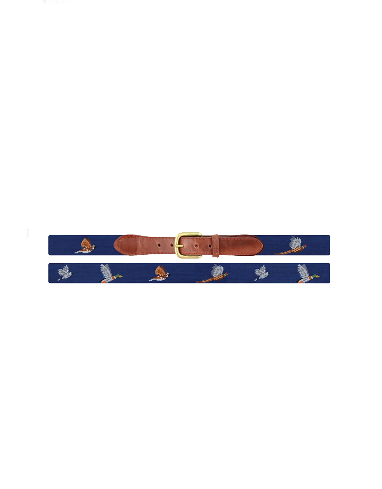 Game Birds Needlepoint Belt (Navy)