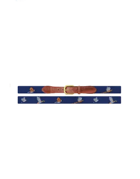 Game Birds Needlepoint Belt (Navy)