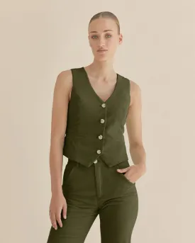 Giovanna Corduroy Vest - Khaki