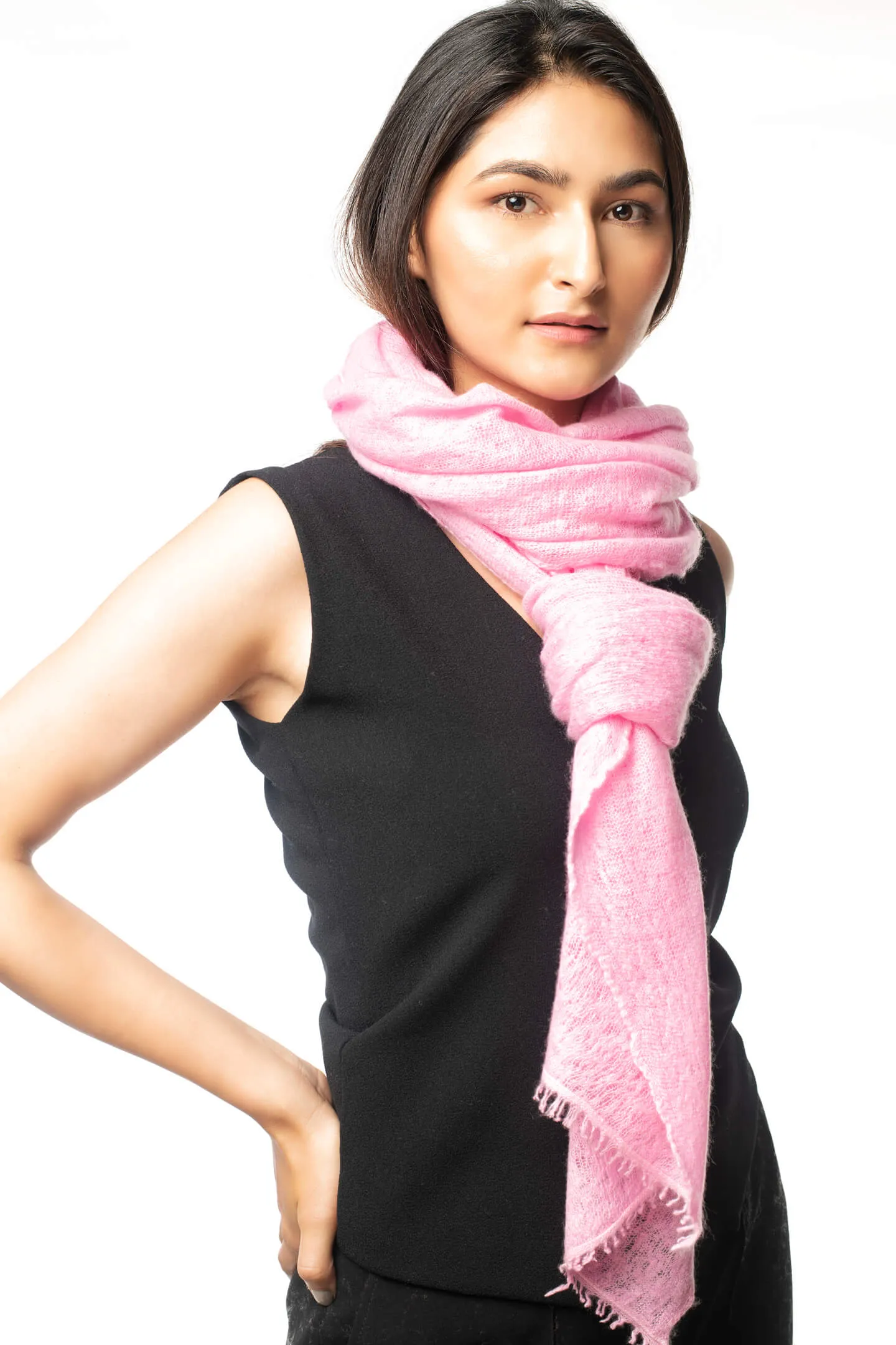 Hand Knitted Pure Cashmere in Vogue Blossom| Scarf Shawl Wrap