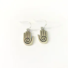 Hand Shaped Earrings/Hand therapy jeweler/healing hand swirl