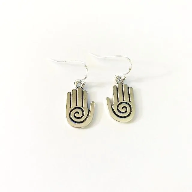 Hand Shaped Earrings/Hand therapy jeweler/healing hand swirl