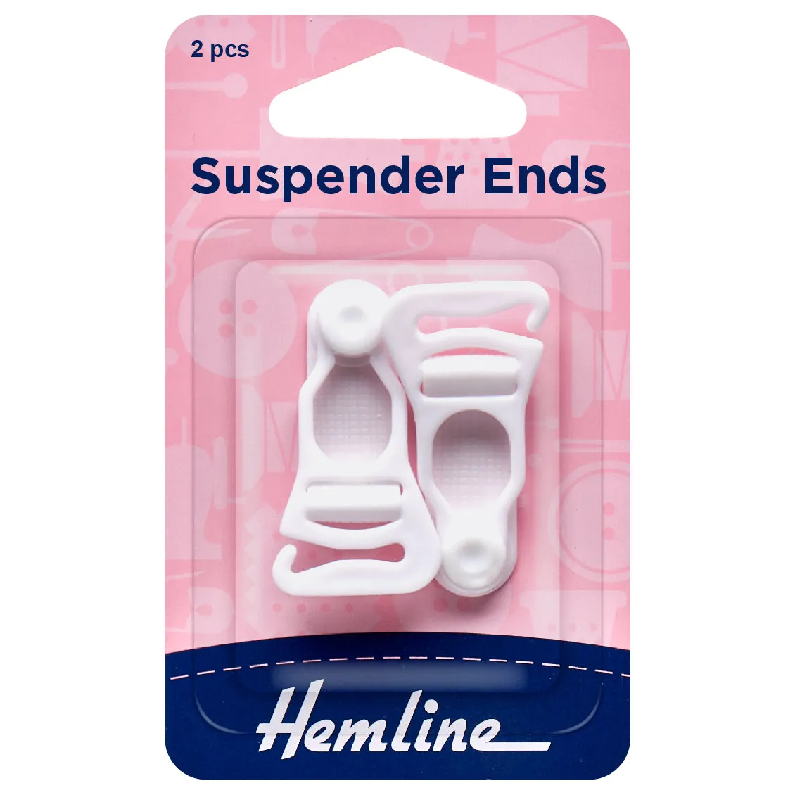 Hemline Suspender Ends: White: 1 Pair