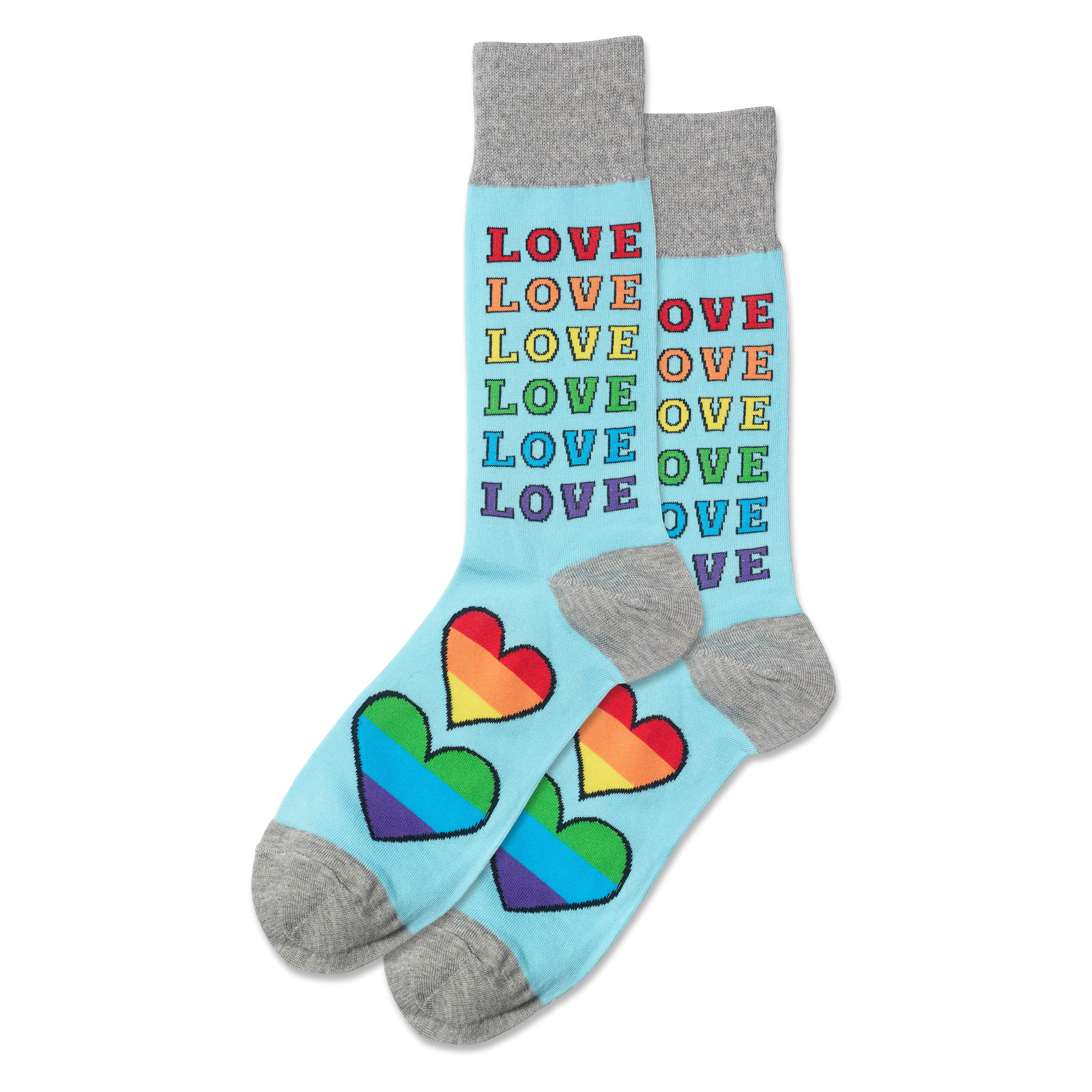 HOTSOX Men's Pride Rainbow Love Crew Socks