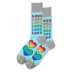 HOTSOX Men's Pride Rainbow Love Crew Socks