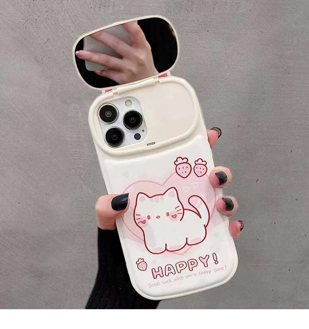 Kawaii Cute Funny Cartoon Phone Case With Mirror