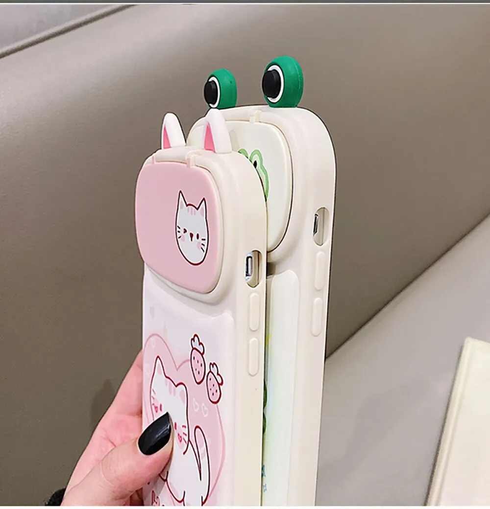 Kawaii Cute Funny Cartoon Phone Case With Mirror