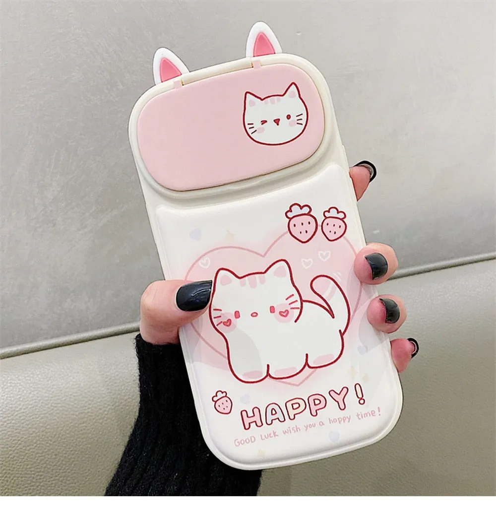 Kawaii Cute Funny Cartoon Phone Case With Mirror