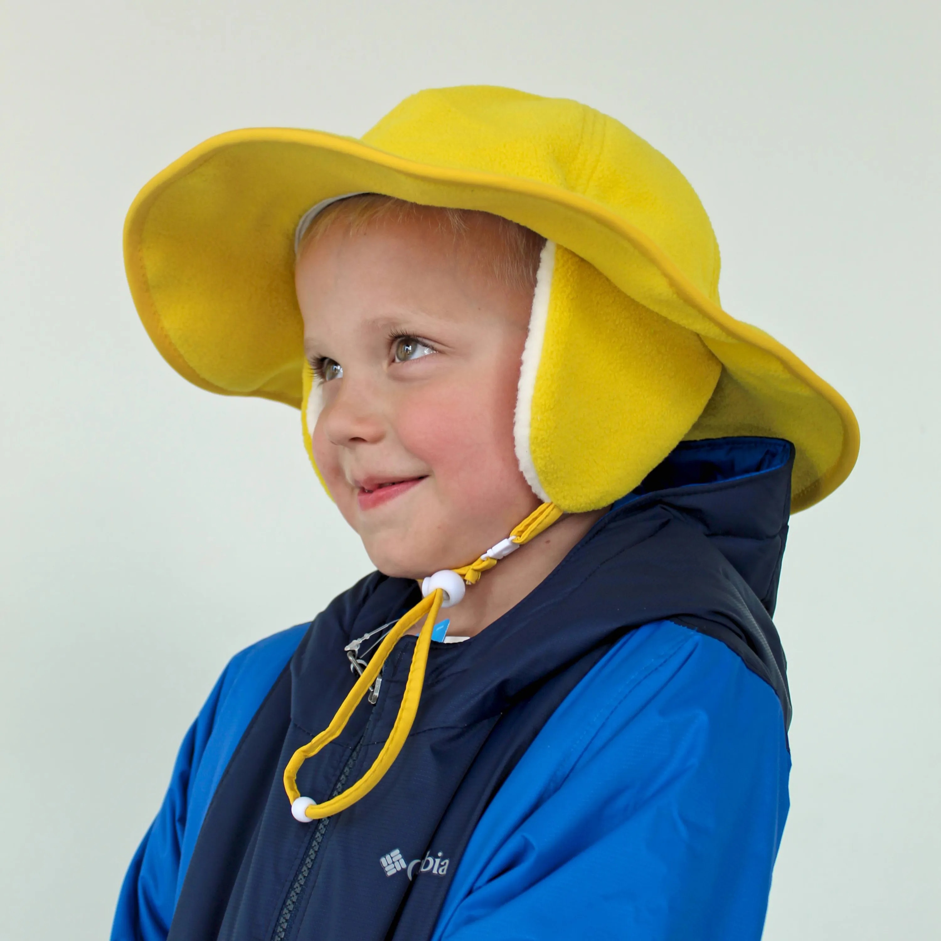 Kids Tundra Ear Flap Fleece Winter Wide Brim Sun Hat - Radiant Yellow