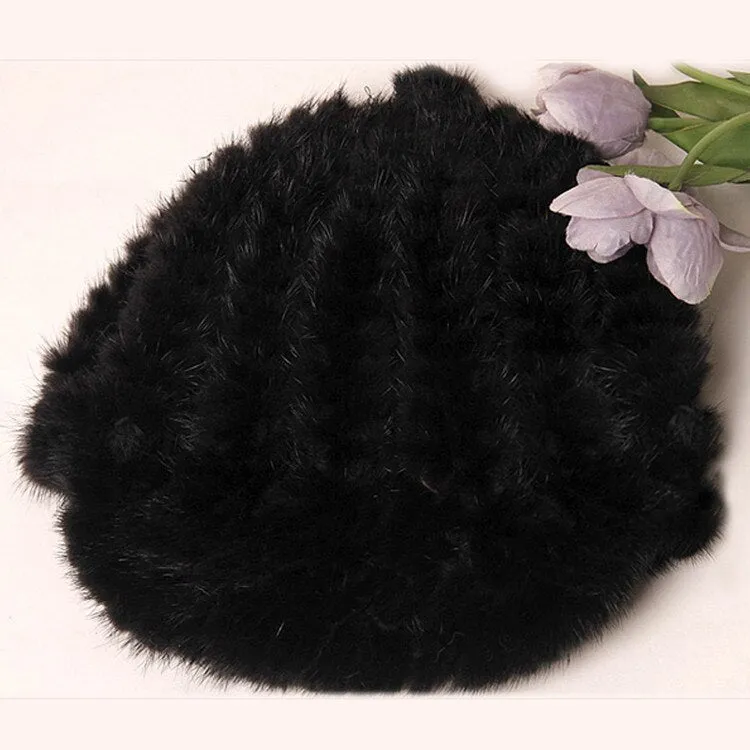 Knitted Real Mink Fur Hat Cross Mink Visor Fur Cap Headgear Headdress Head Warmer FS14636