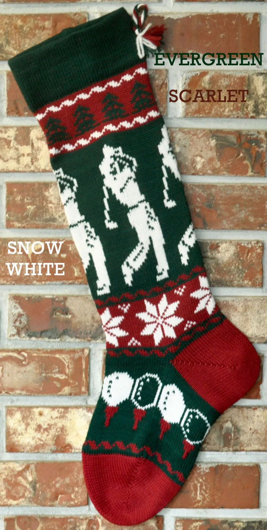 Large Personalizable Knit Wool Christmas Stocking - Male Golfer