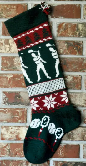 Large Personalizable Knit Wool Christmas Stocking - Tennis