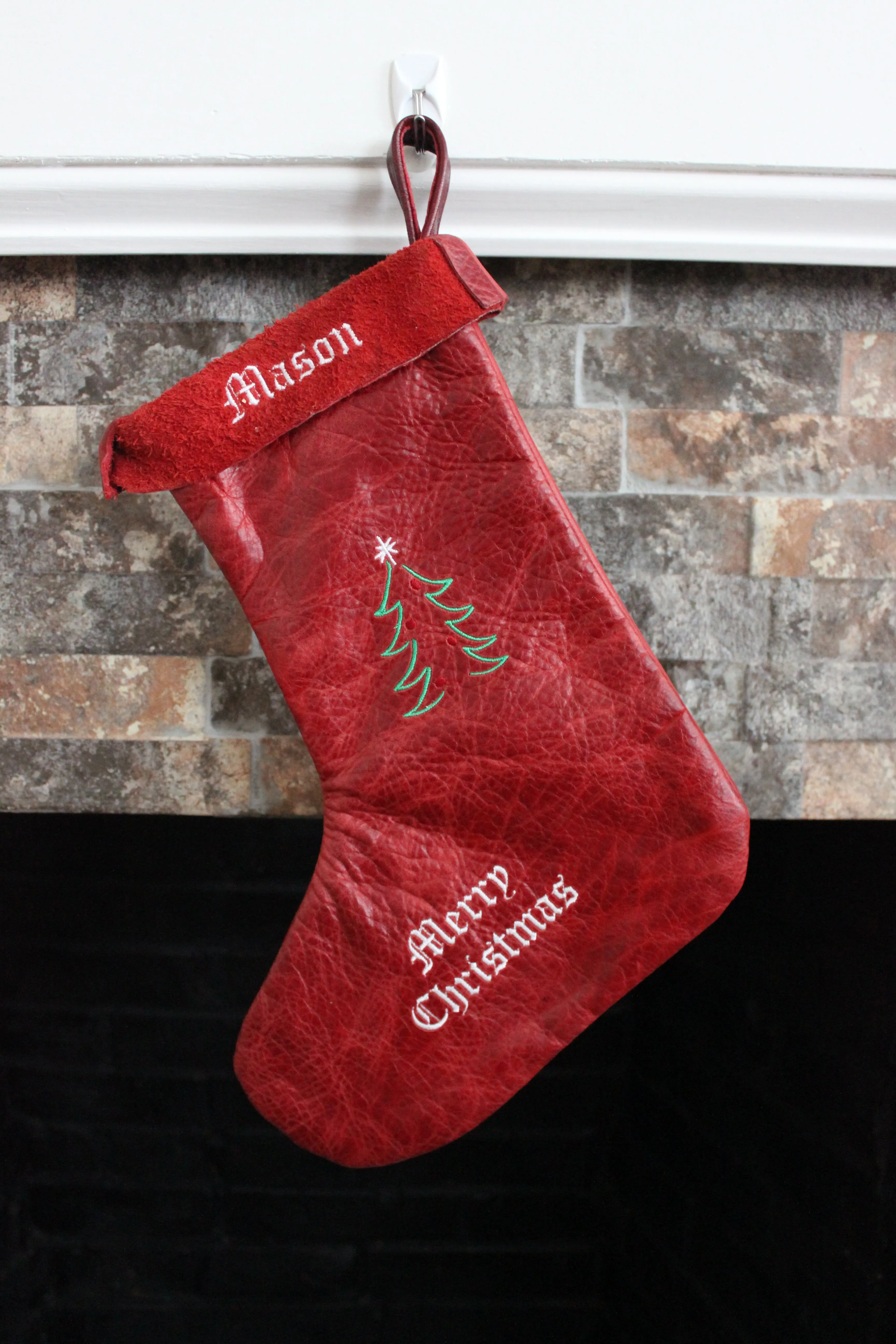 Leather Christmas Stocking - 100% Hand Made in the USA. Monogramming Available.