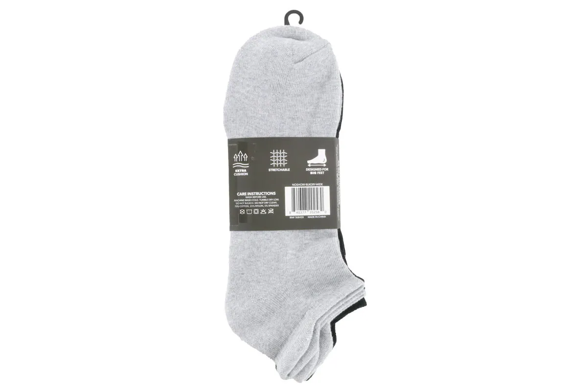 Michael Ellis BIG No Show Socks Black/Grey 3-Pack - Wide