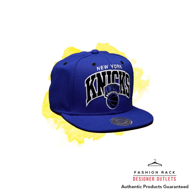 Mitchell & Ness Black And White Arch Snapback New York Knicks Blue