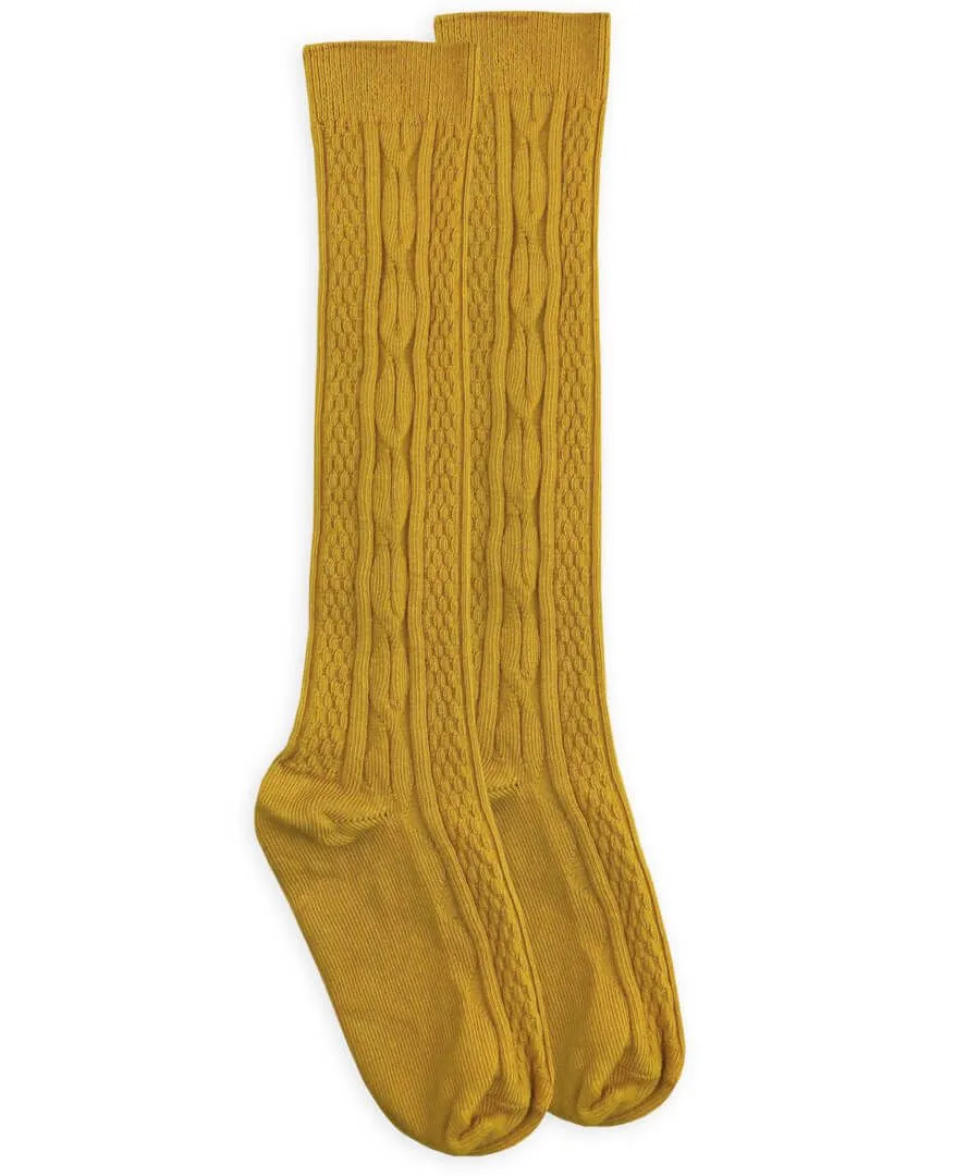 Mustard Cable knee high socks