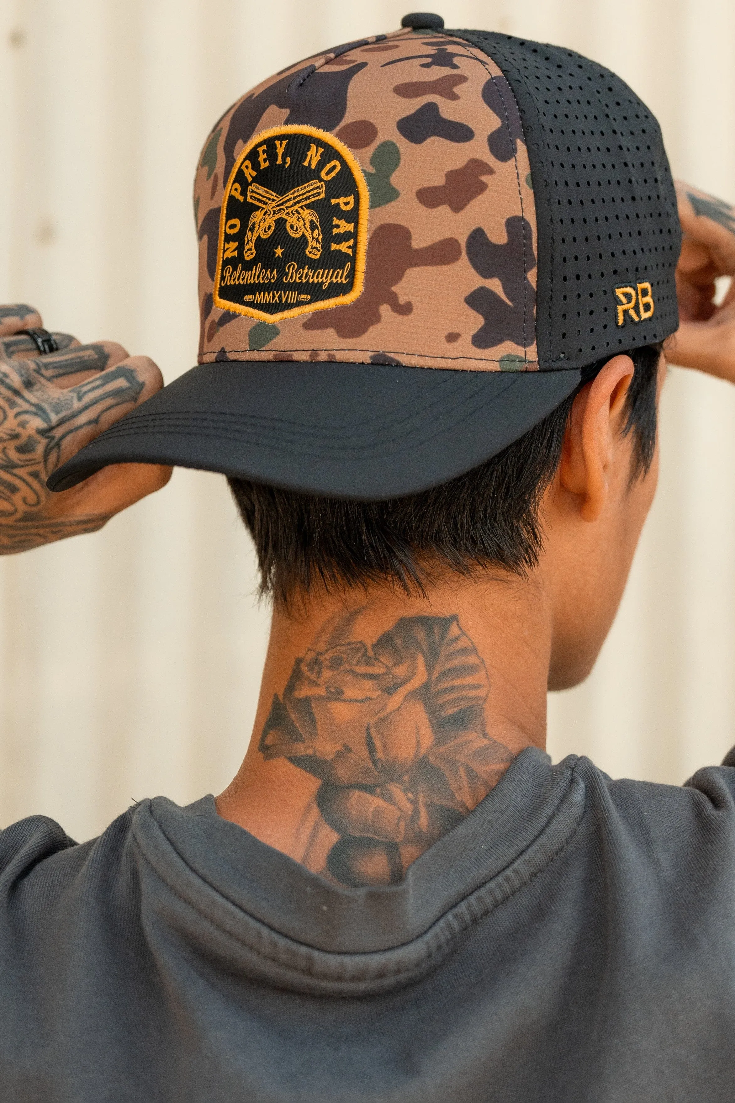 No Prey, No Pay Frog Camo Snapback