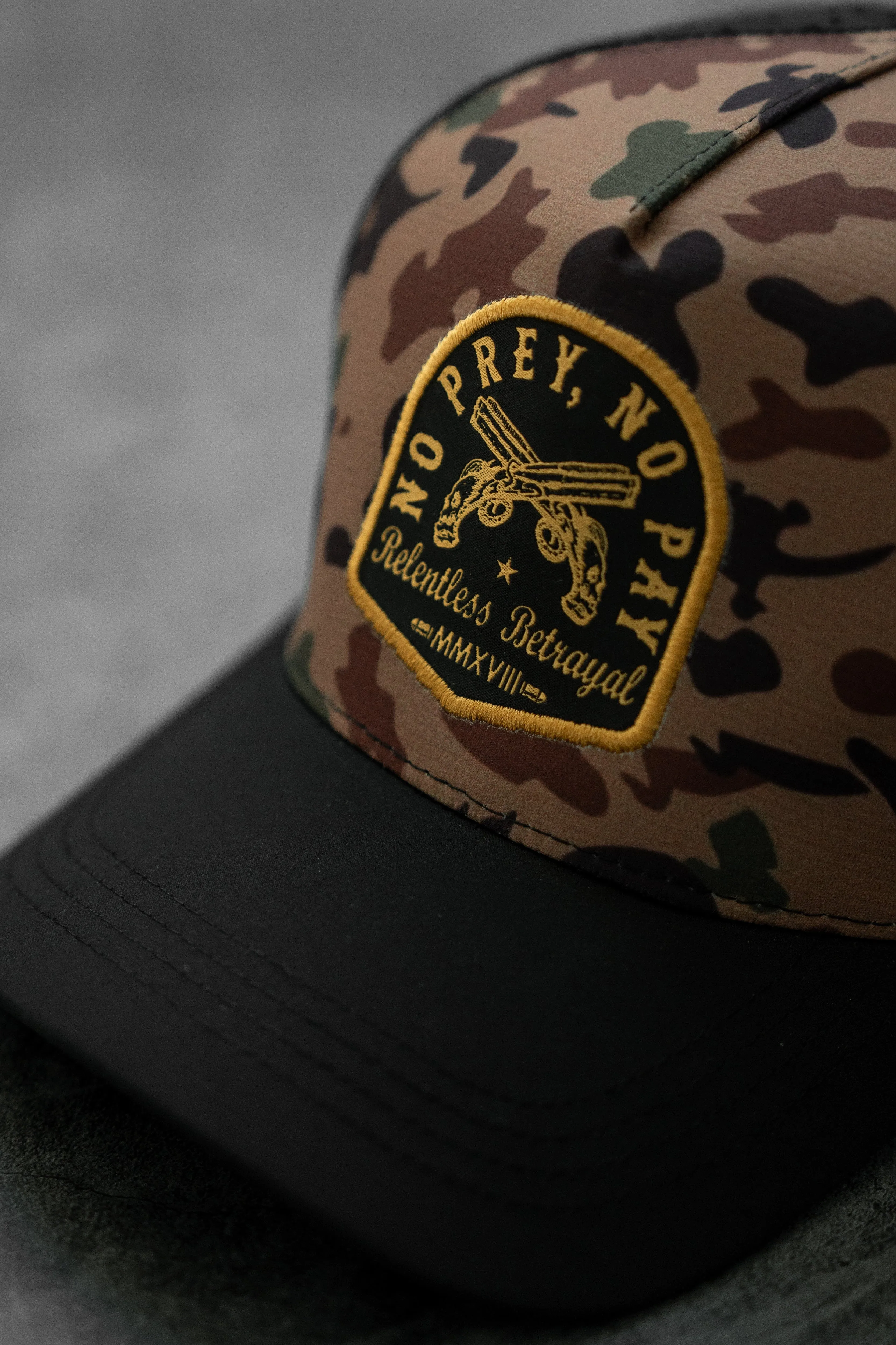 No Prey, No Pay Frog Camo Snapback