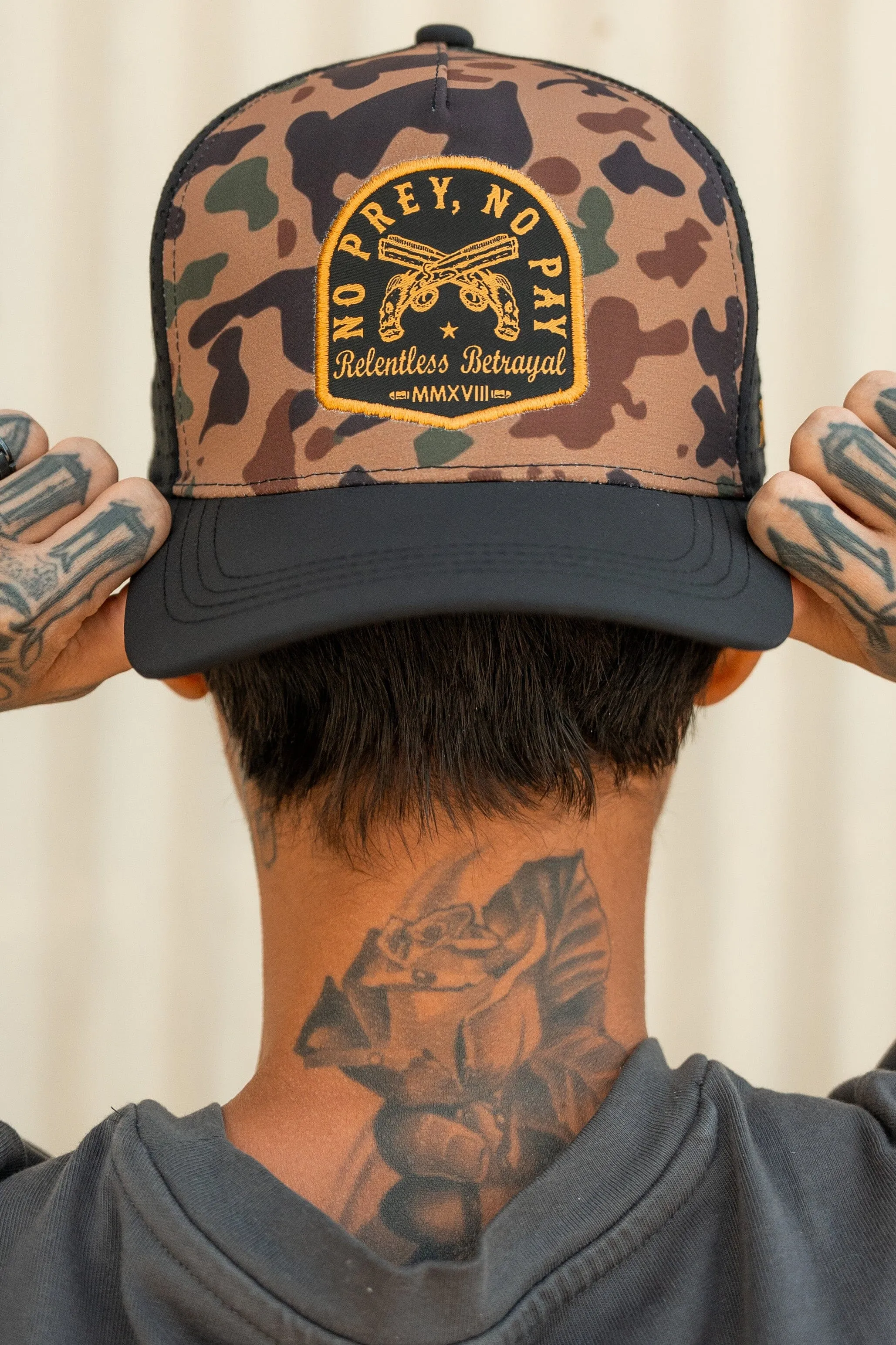 No Prey, No Pay Frog Camo Snapback