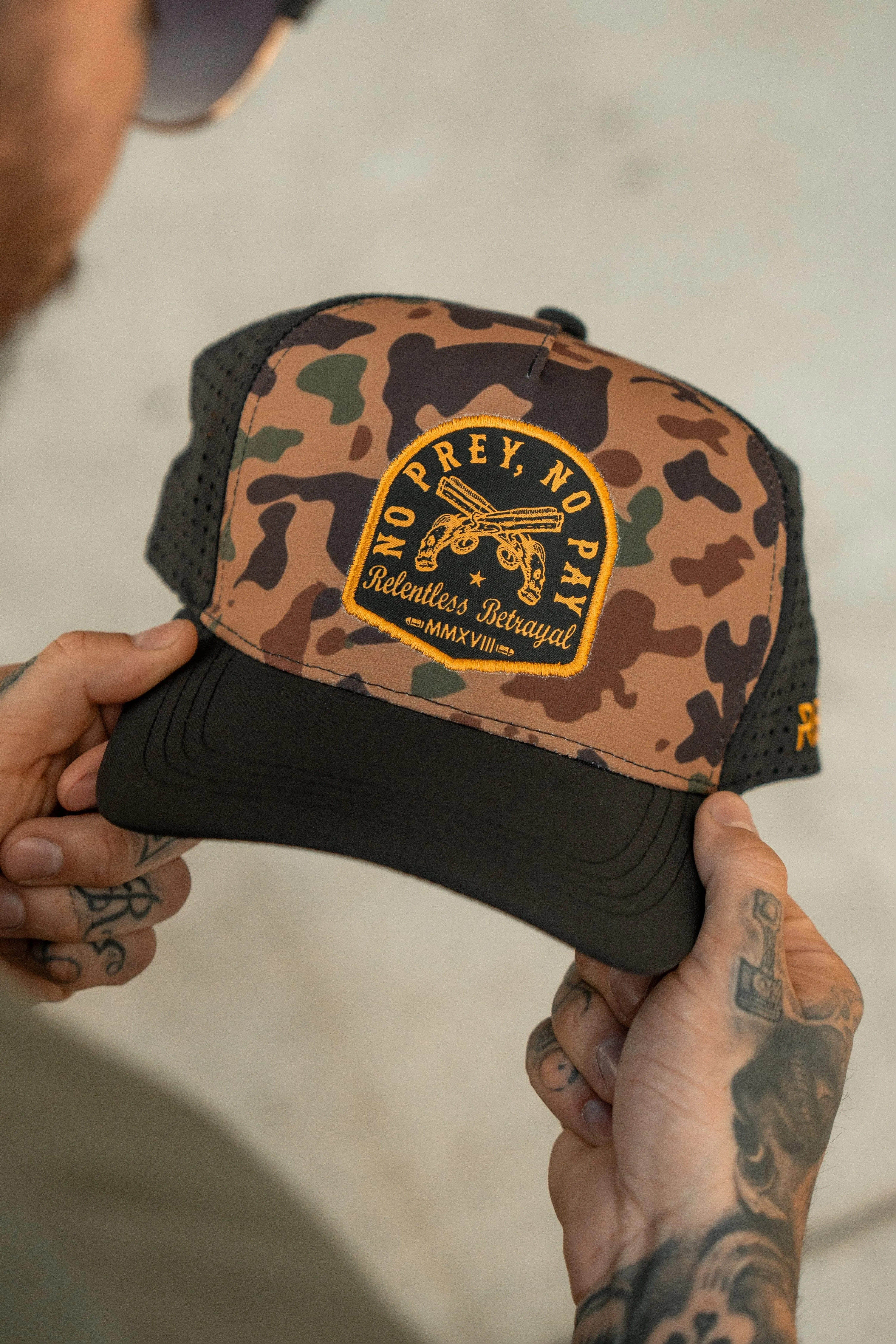 No Prey, No Pay Frog Camo Snapback