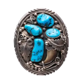 Old Pawn Sleeping Beauty Turquoise Belt Buckle | K.Y.