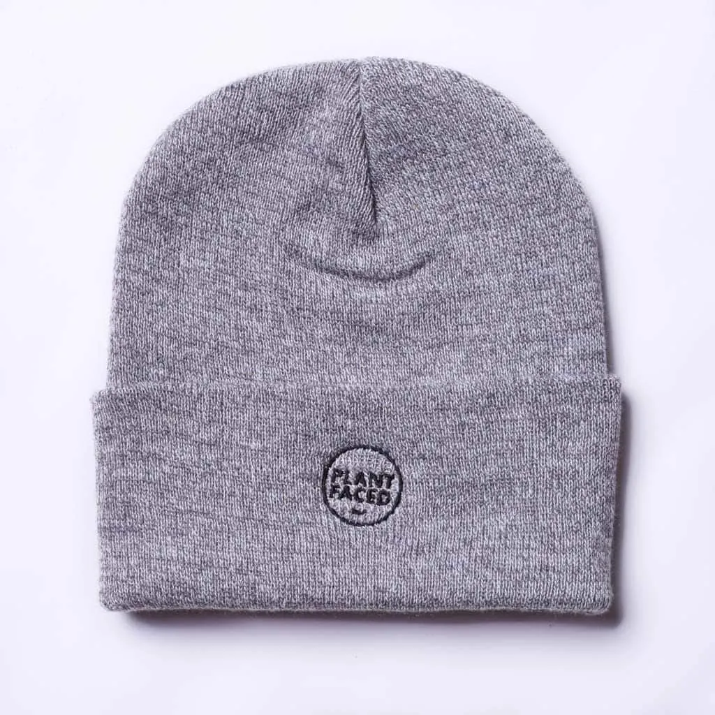 Plant Faced Beanie - Marle Grey