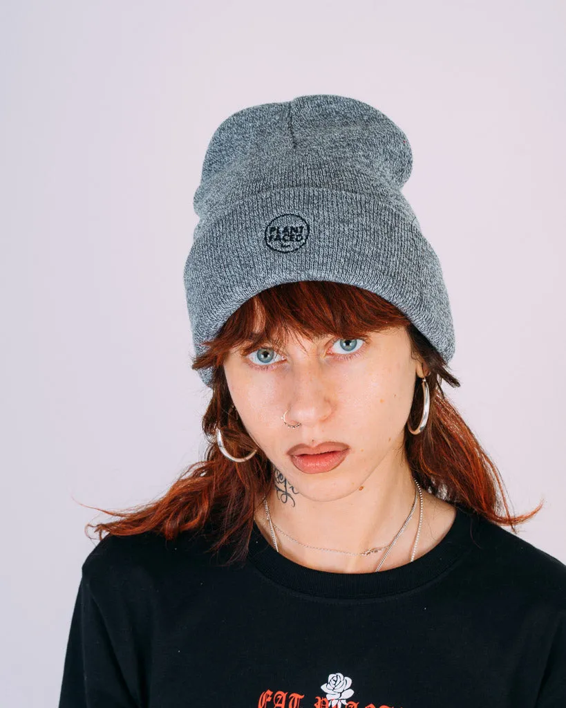 Plant Faced Beanie - Marle Grey