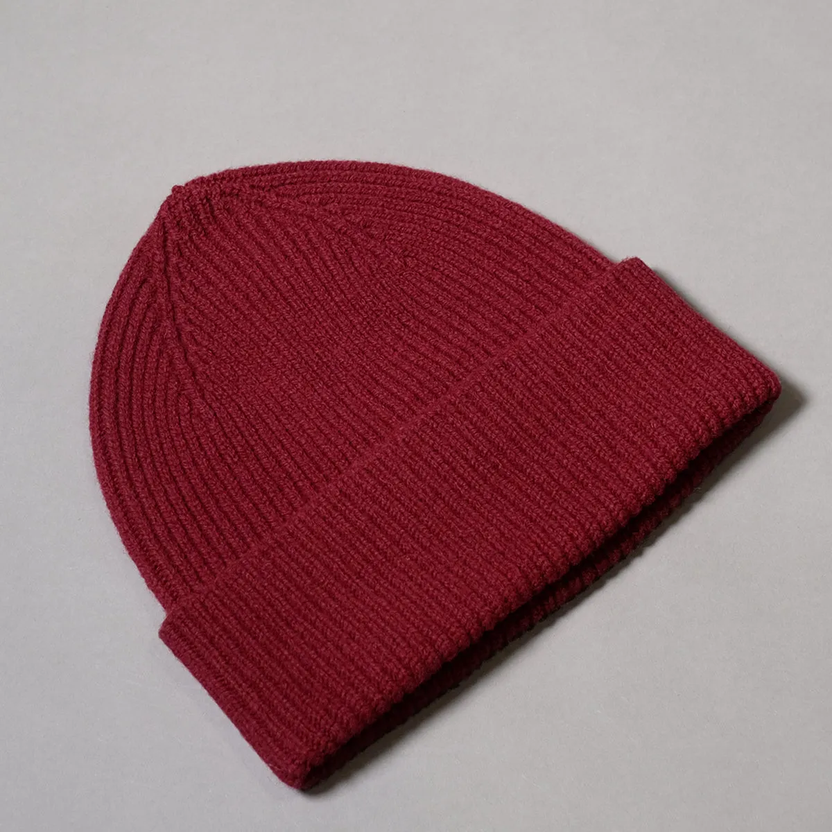 Pure Wool Beanie Hat in Burgundy