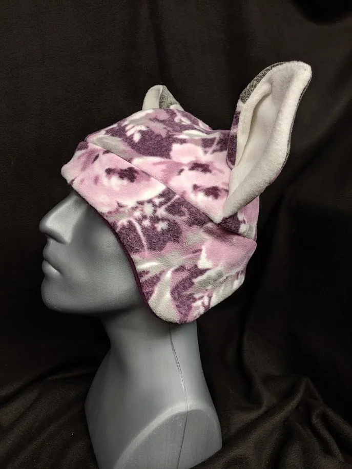 Purple Floral Fox Hat