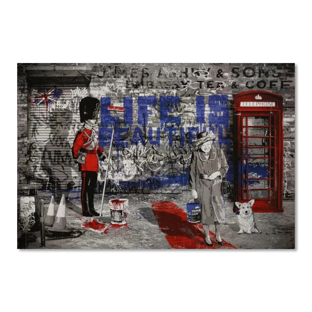 Queen Elizabeth Modern Pop Art Street Graffiti Canvas Artwork Prints