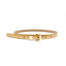 Queens Park | Women's Skinny Gold Patent Leather Belt with Gold Buckle