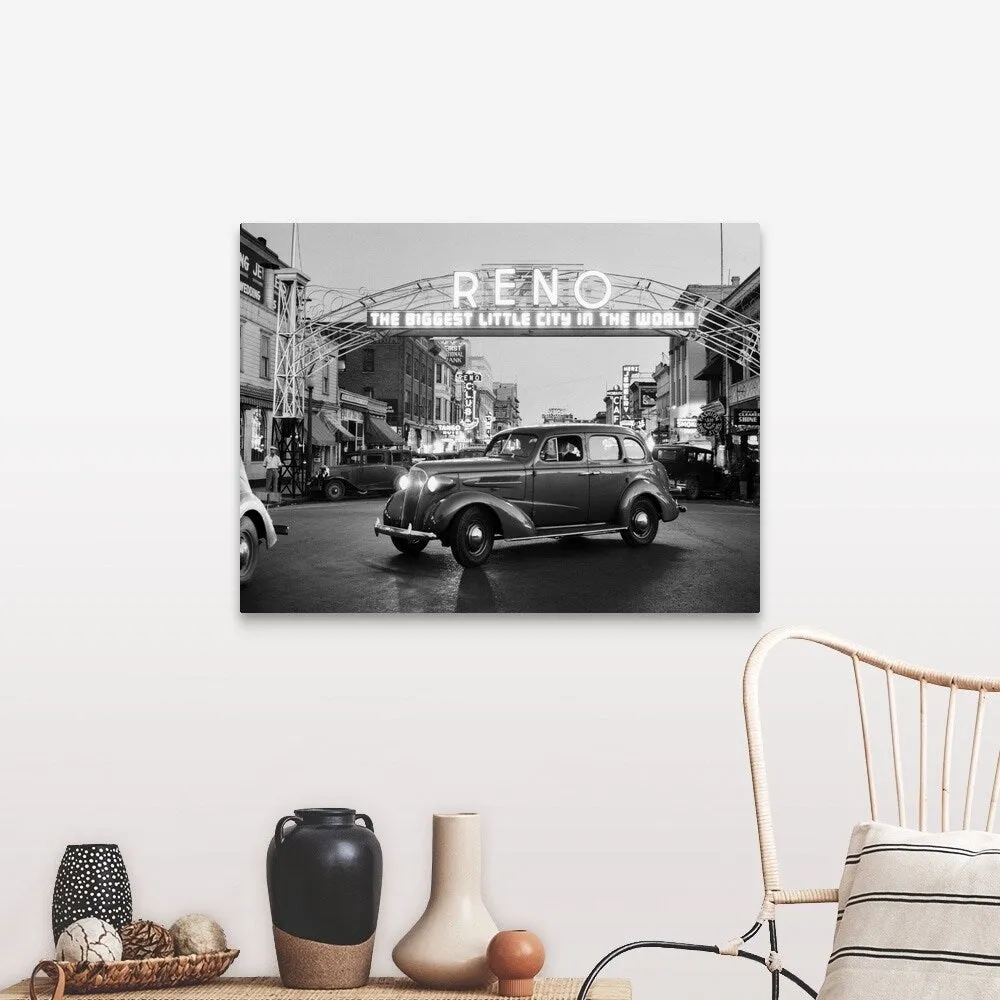 "1930's Night Of Arch Over Main Street Reno Nevada" Canvas Wall Art