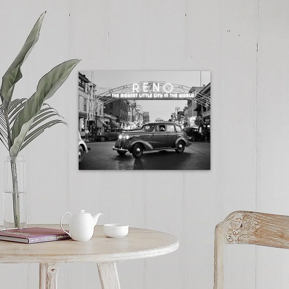 "1930's Night Of Arch Over Main Street Reno Nevada" Canvas Wall Art