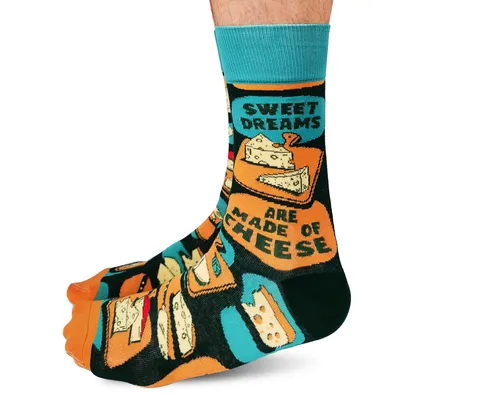 "Cheese Dreams" Cotton Crew Socks by Uptown Sox - Large