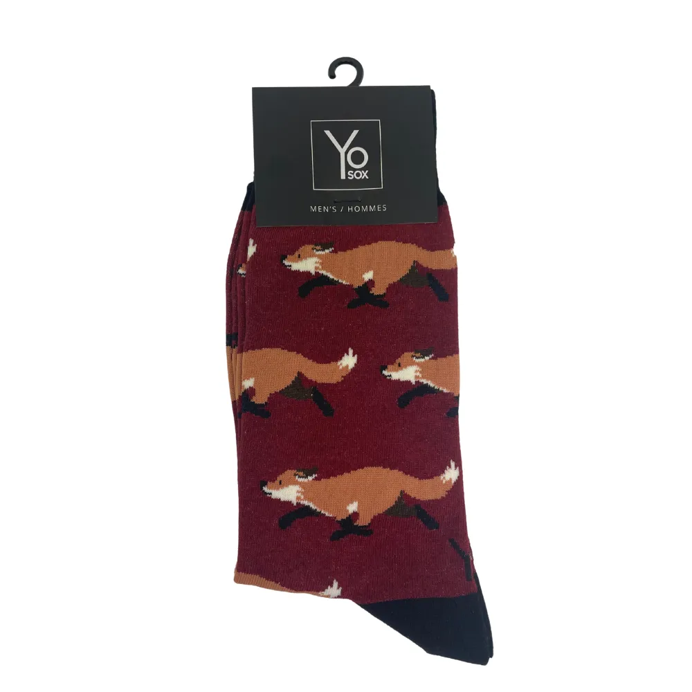 "Foxes" Cotton Dress Crew Socks by YO Sox - Large